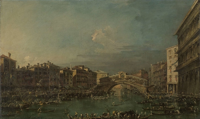 Regatta On The Canale Grande Near The Rialto Bridge In Venice