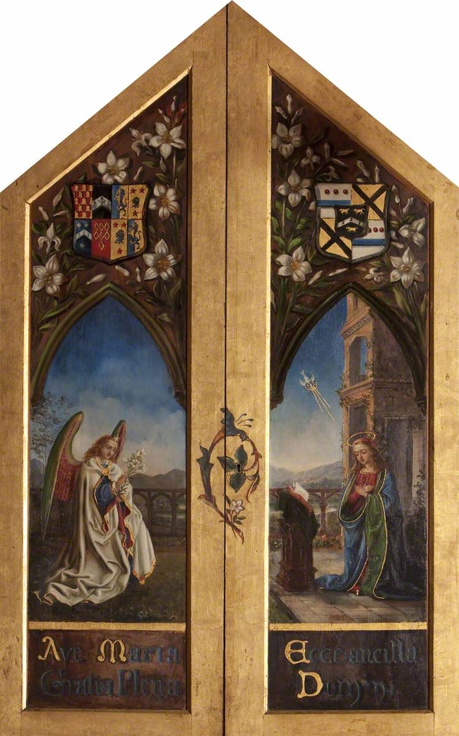 Triptych Centre Panel The Madonna In Adoration Pediment Virgin In