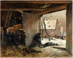 A Battle Scene, Soldiers in a Barn by Alphonse-Marie-Adolphe de Neuville