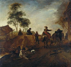 A Country Road with a Stone Bridge and Travellers
