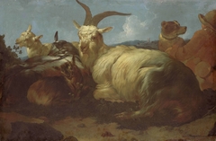 A Goatherd Watching his Animals
