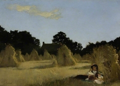 A harvest landscape by George Francis Carline