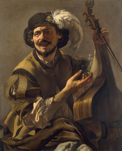 A laughing Bravo with a Bass Viol and a Glass by Anonymous