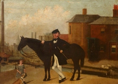 A Man with a Horse and a Boy, possibly John Glazebrook and his Son William Glazebrook by Anonymous