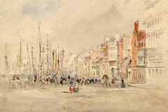 A Quay in Northern France by David Cox Jr