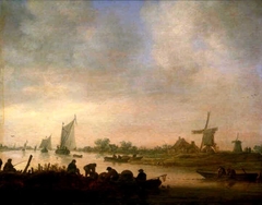 A River Scene with Fishermen
