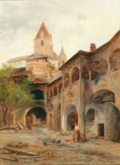 A view of the Theissenhoferhof in Weissenkirchen by Hugo Darnaut