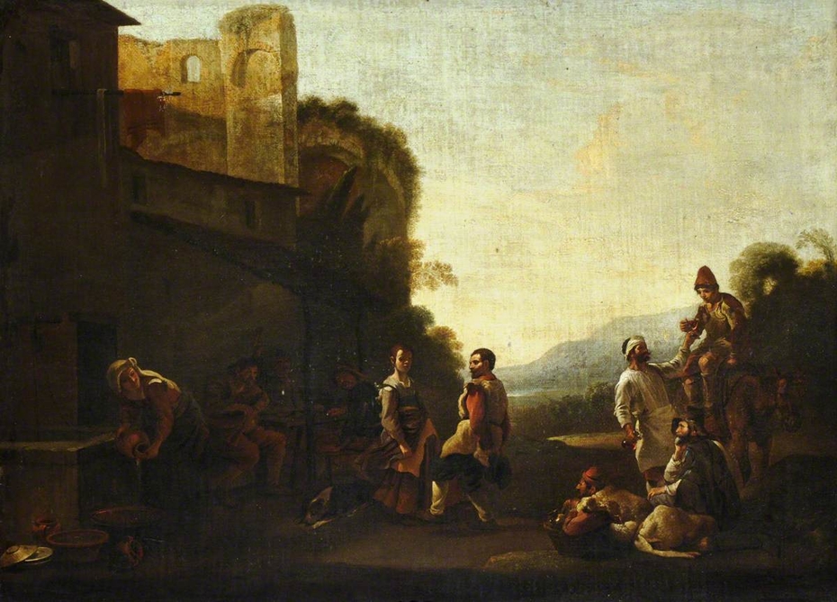 An Italianate Landscape with Peasants Dancing