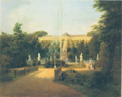 Ansicht des Königlichen Schlosses Sanssouci mit den Terassen by Carl Daniel Freydanck