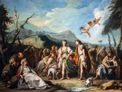 Anzia and Abrocome meet at the Feasts of Diana by Giovanni Battista Tiepolo