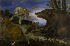 Boar hunting by Paul de Vos