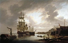 British men-of-war at anchor in Blackwall Reach