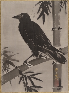 Crow on a Bamboo Branch by Kawanabe Kyōsai