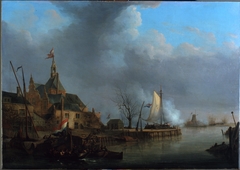 De beschieting van Dordrecht door de Fransen (24-11-1813) by Martinus Schouman