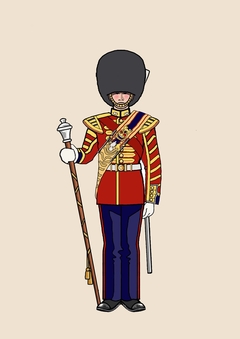 Design for a toy soldier. Drum major Grenadier Guards. Drawn in Photoshop Elements.