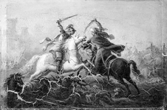 En kristen og en tyrkisk ridder kæmper til hest