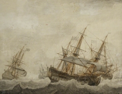 English Men-of-War in a Strong Breeze by Cornelis Boumeester