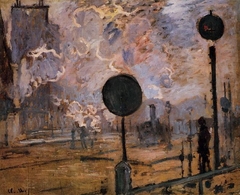 Exterior of Gare Saint-Lazare, The Signal by Claude Monet
