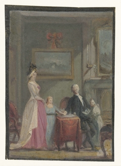 Familiegroep in interieur by Unknown Artist