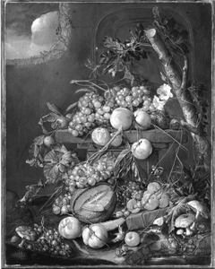 Früchtestillleben mit Fröschen by Cornelis de Heem