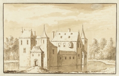 Gezicht op het kasteel Coebel bij Leiden by Abraham Rademaker