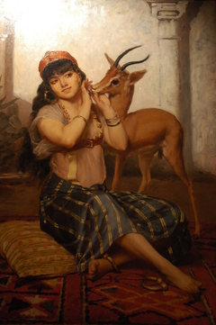 Girl with gazelle by Gaston Casimir Saint-Pierre