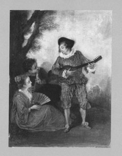 Gitarrenspielerin by Jean-Antoine Watteau