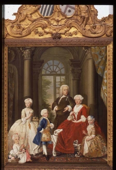 Group portrait of Georg Wolfgang thoe Schwartzenberg en Hohenlansberg (1691-1739) en zijn familie by Rienk Keijert