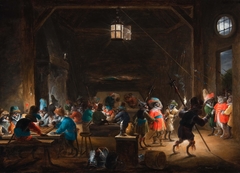 Guardroom scene with monkey soldiers by David Teniers the Younger