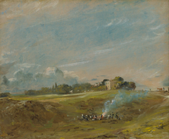 Hampstead Heath, with a Bonfire by John Constable