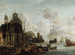 Harbour scene by Johannes Storck