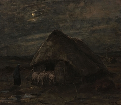 Heath with a Sheep-Fold in Moonlight by Sina Mesdag-van Houten