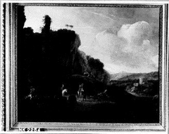 Hilly Landscape with Resting Travellers by Anonymous