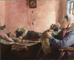 Interior of a Fisherman's Cottage at Skagen by Christian Krohg