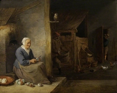 Interior, with an old woman peeling apples by David Teniers the Younger