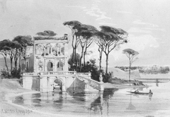 Italian Lake Scene with Villa (from Cropsey Album) by Carl Werner