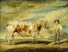 Jerry Hudson, a Farm Labourer with a Brindled Staffordshire Long-horn Cow