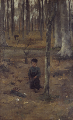 Jongetje in het bos bij Ewijkshoeve by Willem Witsen