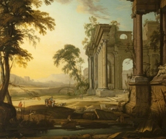 Landscape with Antique Ruins and Figures by Anonymous
