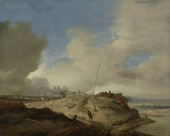 Landscape with signal post by Philips Wouwerman