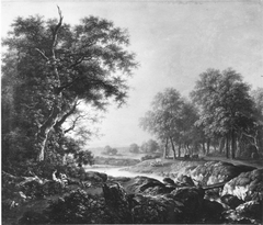 Landschaft mit Hirten und Rindern an einem Fluss by Ferdinand Kobell