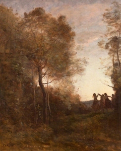 Le soir – La danse des nymphes by Jean-Baptiste-Camille Corot