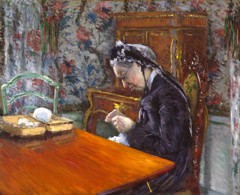 Mademoiselle Boissière Knitting by Gustave Caillebotte