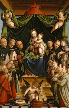 Madonna and Child Enthroned with Saints and Donors by Bernardino Lanino