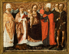 Madonna with Child and Saints Nicholas, Jerome, Augustine and Christopher by Michele Pannonio