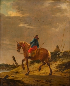 Man te paard op zandweg by Pieter Cornelisz Verbeeck
