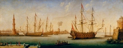 Mediterranean Port with Men o' War by Pierre Puget