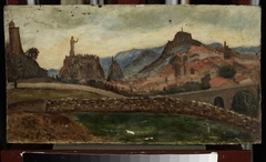 Miasteczko na wzgórzu (okolice Le Puy z Chateau de Polignac) by Tadeusz Makowski