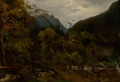 Mountain Landscape with Wooden Huts by Sándor Brodszky