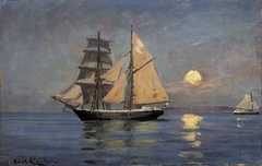 Night atmosphere at see. Full moon by Carl Locher